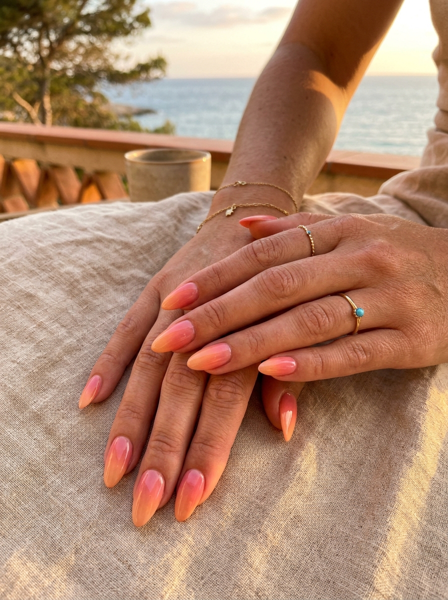 Spanish Sunset Ombré Nails